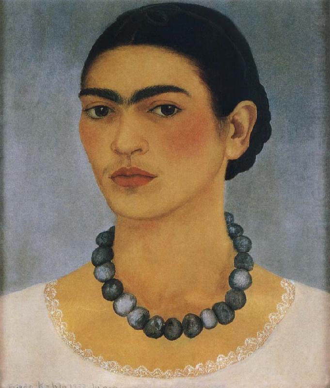 The self-portrait of wore the necklace, Frida Kahlo